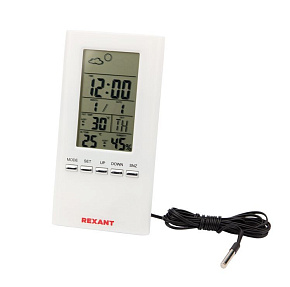 REXANT (70-0513) S3331SC МЕТЕОСТАНЦИЯ КОМНАТНО-УЛИЧНАЯ С ПРОВОДНЫМ ДАТЧИКОМ Метеостанция