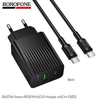 BOROFONE (6941991122798) BAS74Aaa 1USB+1Type-C 3.0A QC3.0 PD20W для Type-C Type-C Black СЗУ