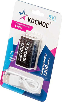 КОСМОС KOCLi9V1200mAh1BL черный Аккумулятор