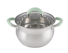 MALLONY Кастрюля MENTOLO, 2,6 л, из нержавеющей стали с крышкой, ручки с силиконом (103576) Кастрюля MALLONY MENTOLO, 2,6 л, из нержавеющей стали с кр