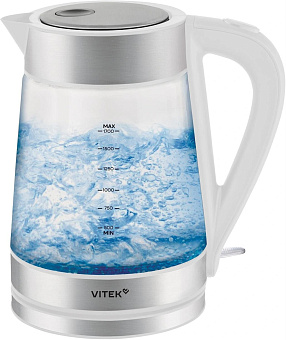 VITEK Чайник электрический VT-WK1030 1.7л. 2200Вт белый/серебристый корпус: стекло