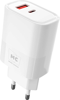 MORE CHOICE (4620202555533) NC81 СЗУ 1USB+1Type-C 3.0A PD 20W+ QC3.0 , белый СЗУ