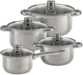 WEBBER BE-652/8 (1,9л,2,6л,3,5л,4,2л) Набор кастрюль WEBBER BE-652/8 (1,9л,2,6л,3,5л,4,2л)