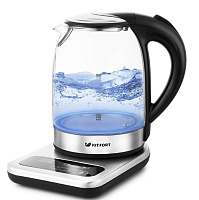 KITFORT КТ-657 нержавеющая сталь/черный (стекло) Чайник электрический