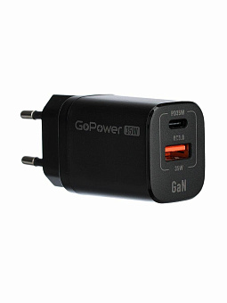 GOPOWER Зарядное устройство 1USB+1TYPE-C 35W QC3.0 00-00028403 BLACK