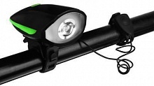 SILAPRO Фонарь велосипедный с гудком, 5 звуков, 10.5х5см, 1LED, 3 режима, 1200mAh, 3.7V, пластик (195-099) Фонарь велосипедный с гудком