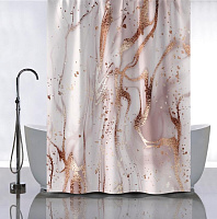 САНАКС 01-110 Штора с рисунком БЕЖЕВЫЙ МРАМОР с ЗОЛОТОМ в ванную комнату без колец-полиэстэр 180х180см