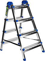 СИБРТЕХ Стремянка двухсторонняя 4 ступени, сталь профиль, стальные ступени, 97984