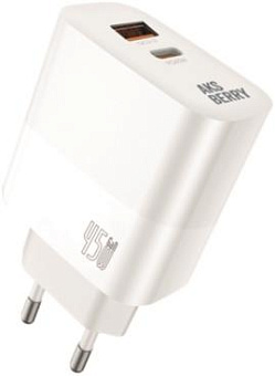 AKSBERRY (6900286930012) T45 45W PD/QC3.0 + кабель type c, белый Сетевое ЗУ
