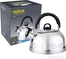 БЕЗ ТМ Чайник Casual, объем 2,7 л, из нерж стали со свистком, зеркальная полировка, (004260) БЕЗ ТМ Чайник Casual, объем 2,7 л, из нерж стали со свист
