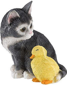 PARK Фигурка садовая Котенок рыжий с уточкой H-19см (169433) Фигурка садовая