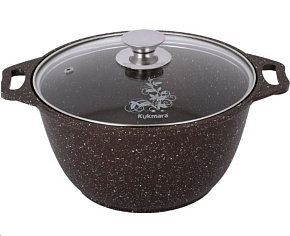 KUKMARA кмк22а а/пр литая 2,0л стекл/кр Кофейный мрамор Кастрюля KUKMARA кмк22а а/пр литая 2,0л стекл/кр Кофейный мрамор
