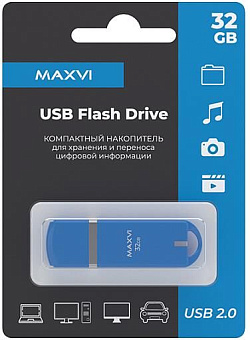 MAXVI P3 32GB sky blue, монолит с колпачком, ABS пластик, USB 2.0