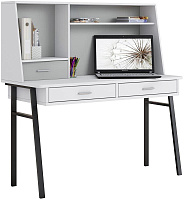 POLINI Стол письменный kids Aviv 1455 с надстройкой и ящиками белый/белый-серый (4 кор.) Детская мебель