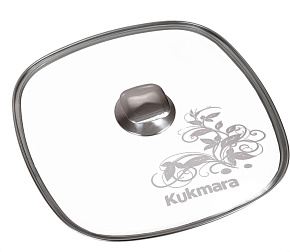 KUKMARA с28-2т112 стекл квадр 28х28см нерж/руч с деколью Крышка