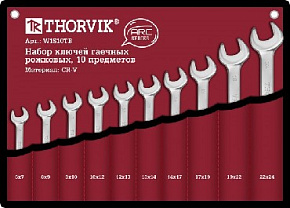 THORVIK W1S10TB Набор ключей гаечных рожковых серии ARC в сумке, 6-24 мм, 10 пред Набор ключей