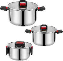 POMIDORO POMI D'ORO P640567 Набор кастрюль 16см, 20см, 24см с крышками POMIDORO POMI D'ORO P640567 Набор кастрюль 16см, 20см, 24см с крышками