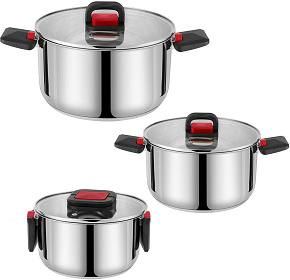 POMIDORO POMI D'ORO P640567 Набор кастрюль 16см, 20см, 24см с крышками POMIDORO POMI D'ORO P640567 Набор кастрюль 16см, 20см, 24см с крышками