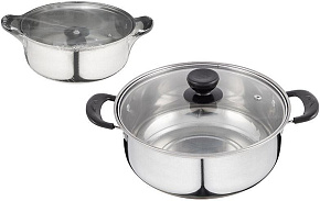 БЕЗ ТМ Кастрюля Promo, объем 2,2 л, из нержавеющей стали с крышкой из жаропрочного стекла (104614) БЕЗ ТМ Кастрюля Promo, объем 2,2 л, из нержавеющей 