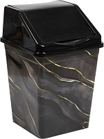 VIOLET с подвижной крышкой 10л квадратное с декором "Черный Мрамор" 941057 Ведро для мусора