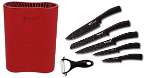 Набор ножей KELLI KL-2031 5шт+ПОДСТАВКА+овощ