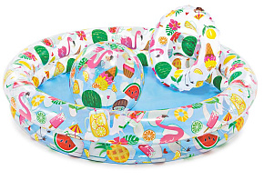 INTEX Бассейн надувной,круг, мяч (122*25см). Новый дизайн. Арт. 59460NP Бассейн надувной