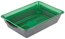 РЫЖИЙ КОТ Лоток глубокий с сеткой 36*25*9 см., серо-зеленый (106094) Лоток