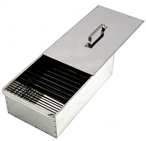 PALISAD Коптильня двухъярусная 420X270X175 мм, нерж. сталь, 0,8 мм, с поддоном, Россия CAMPING 69528 Коптильная