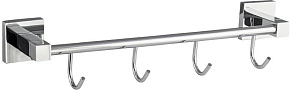 GFMARK 84205 Вешалка с четырьмя крючками прямая, на квадратном основании, цвет ХРОМ