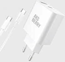 AKSBERRY (6900253240015) T43 20W PD + QC3.0 + кабель Type C , белый СЗУ