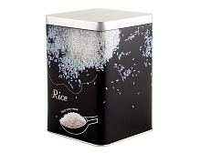 MALLONY Банка с крышкой металлическая, квадратная, объем 1000 мл, дизайн "Рис" (008619) Банка с крышкой металлическая