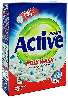 ACTIVE Стиральный порошок автомат "Poly Wash" 450 гр. картонная упаковка (24) 511701036 Стиральный порошок ACTIVE Стиральный порошок автомат "Poly Was