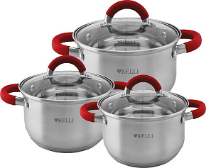 KELLI KL-4236 6 предметов красный Набор кастрюль KELLI KL-4236 6 предметов красный