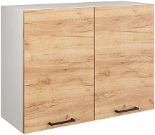 МЕБЕЛЬ-КОМПЛЕКС Шкаф навесной 80см с двумя дверцами Simple В800 Дуб золотой крафт/ Белый (1 кор.) Кухонный модуль