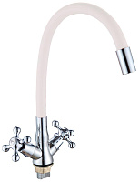 GOTA ROCIO G095531-GOTA Barcelona Смеситель д/кухни с 2-мя рукоятками с высоким силиконовым изливом, креп. гайка белый Смеситель