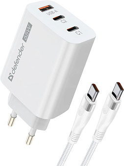 DEFENDER (83681) СЗУ UPС-60 65W, USB A+C+С, кабель Type-C СЗУ