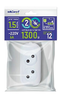 DUWI 28615 8 2 гн. х 1,5 м - белый Удлинитель без заземления