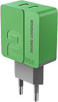 MORE CHOICE (4627151191904) NC46i 2USB 2.4A для 8-pin - 1м Green СЗУ