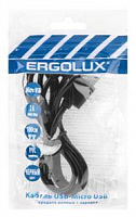 ERGOLUX (15088) ELX-CDC01P-C02 ПРОМО (Кабель USB Micro USB, 2А, 1м, Черный, Зарядка+Передача данных, Пакет ) Кабель