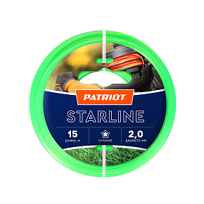 PATRIOT 805201056 D 2,0 мм L 15 м (звезда, зеленая) Леска для триммера