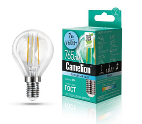 CAMELION (13458) LED7-G45-FL/845/E14/4500K Лампа