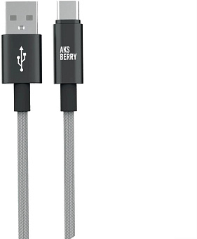AKSBERRY (6900295570018) X163 Nylon silk USB-A - Type-C, серый Кабель