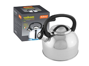MALLONY Чайник из нерж стали со свистком "Arte" (зеркальная полировка) 2,5 л (005177) Чайник из нерж стали со свистком MALLONY "Arte" (зеркальная поли