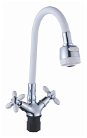 АНТЕЙ 5770717-ANT Радуга Смеситель д/кухни с 2-мя рукоятками, с силиконовым изливом, креп.гайка, белый Смеситель