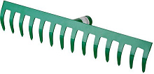 РОСТОК 364 x 60 мм, 14 прямых зубцов, рабочая поверхность из стали, покрытие краска, без черенка, грабли (39610-14) Садовый инструмент РОСТОК 364 x 60