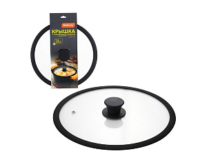 MALLONY Крышка стеклянная с силиконовым ободком CAPPELLO, 24 см диа, сил ручка (003544) Крышка MALLONY Крышка стеклянная с силиконовым ободком CAPPELL
