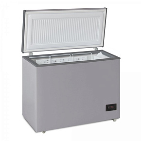 БИРЮСА M210KDN 160л (ларь, глухая крышка) металлик Морозильник