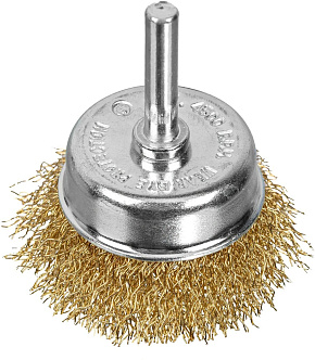 MATRIX Щетка для дрели, 50 мм, "чашка" со шпилькой, латунированная витая проволока// Щетка MATRIX Щетка для дрели, 50 мм, "чашка" со шпилькой, латунир