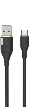 AKSBERRY (6900307830017) X162 Liquid silicone USB-A -Type-C, черный Кабель