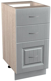 БИТЕЛ Кантри СТР 400-3 фасад белый,каркас дуб молочный (модуль с 3-мя ящиками) Кухонный модуль